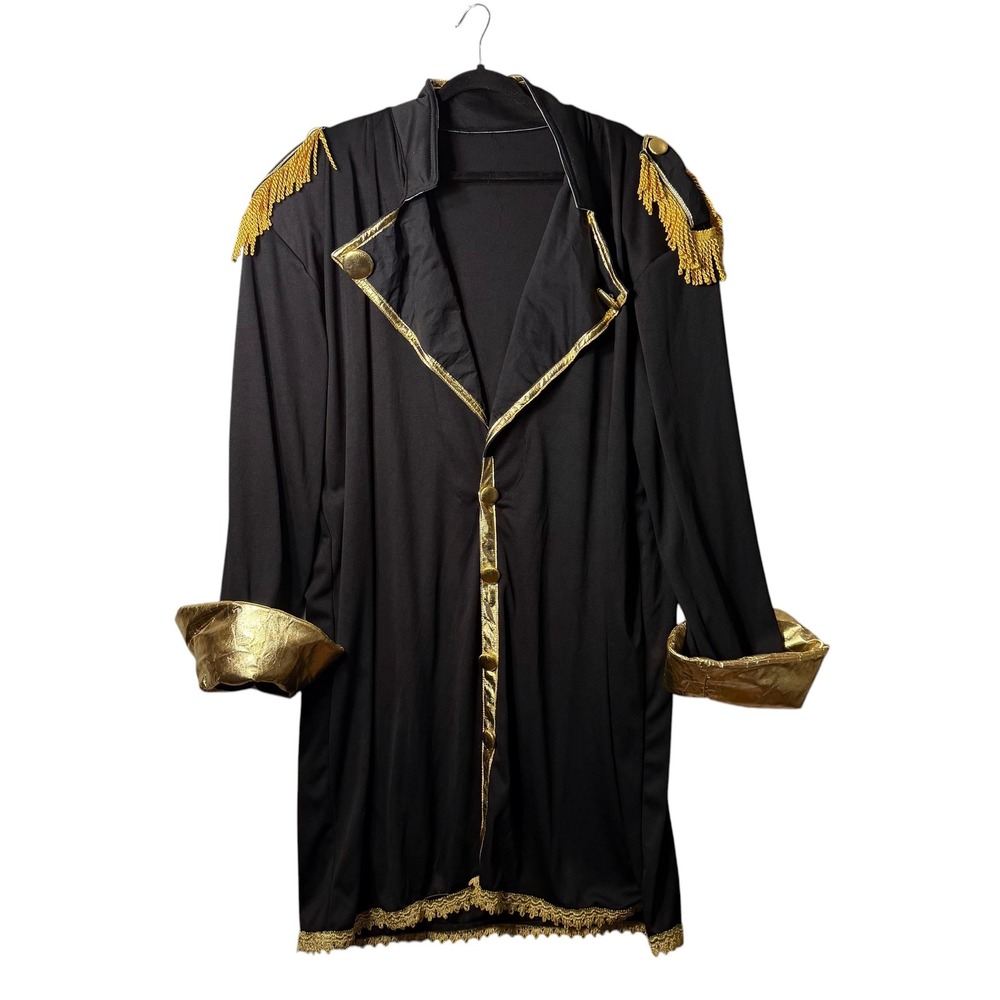 Vintage Military Costume Jacket Handmade Black Gold Epaulettes Ringmaster Pirate
